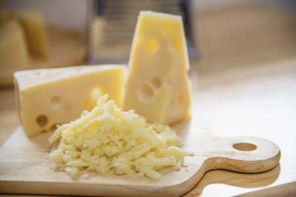 Beautiful cheeses in the kitchen, cheddar cheese vs cottage cheese.