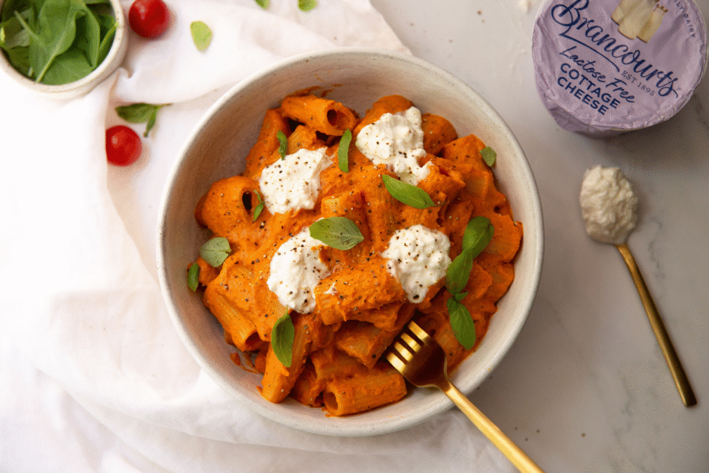 A delicious Roasted Tomato & Pumpkin Rigatoni.