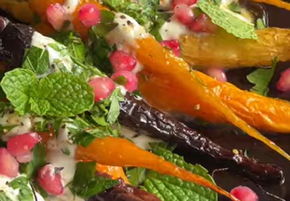 Sticky Glazed Carrots dish with cottage cheese.
