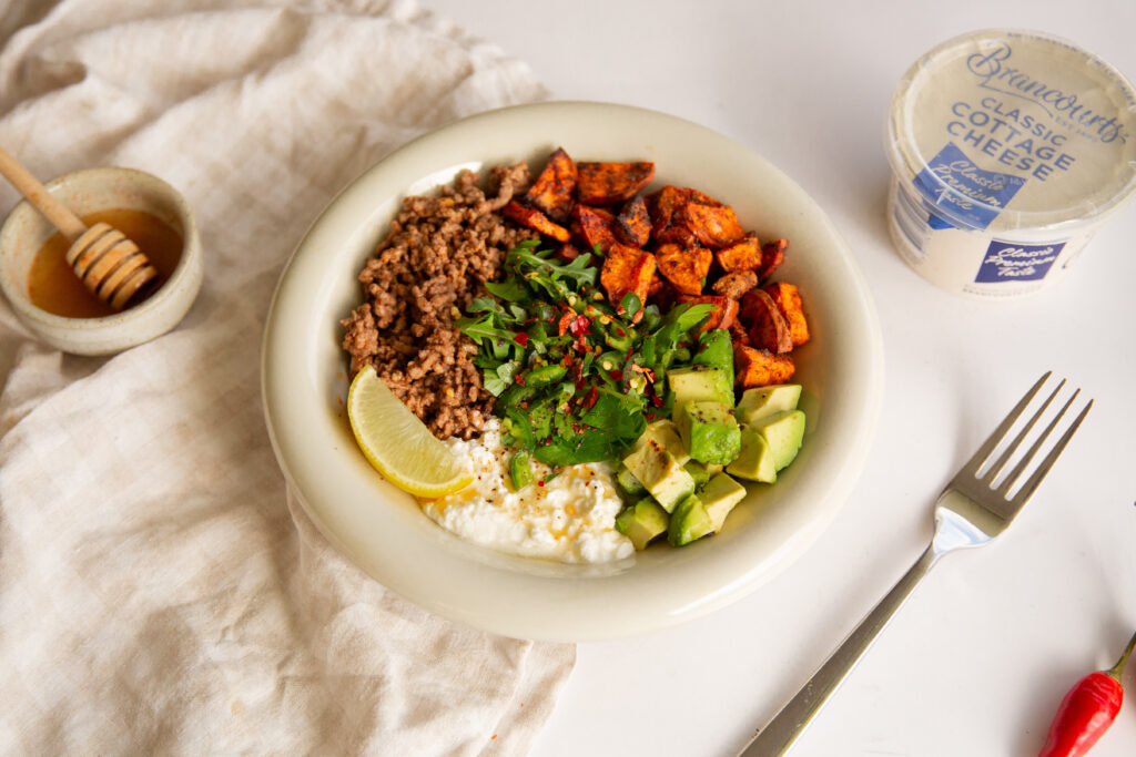 Hot Honey Cottage Cheese Bowl.