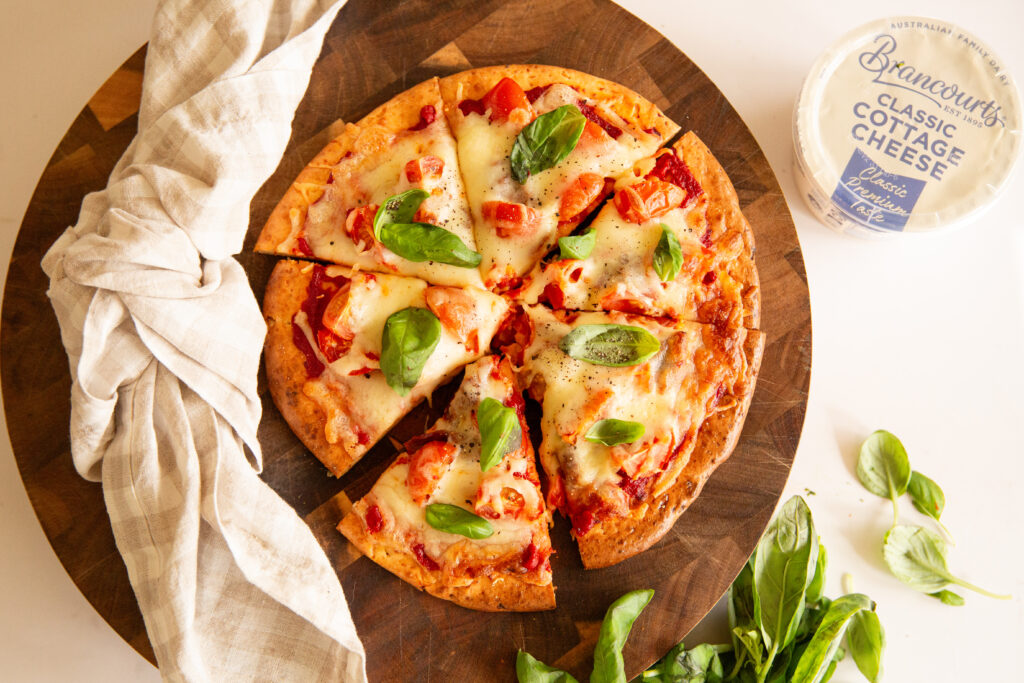 Cottage cheese pizza a family-friendly recipe.