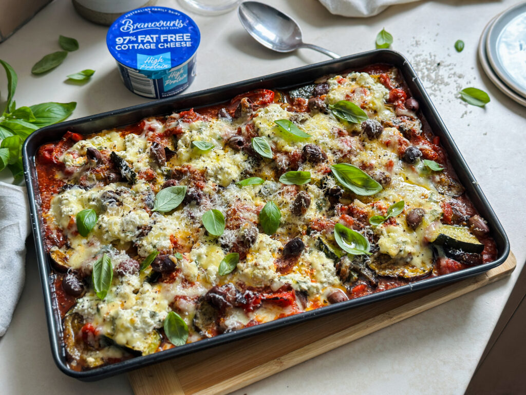Crustless Pizza with Brancourts 97% Fat Free Cottage Cheese.