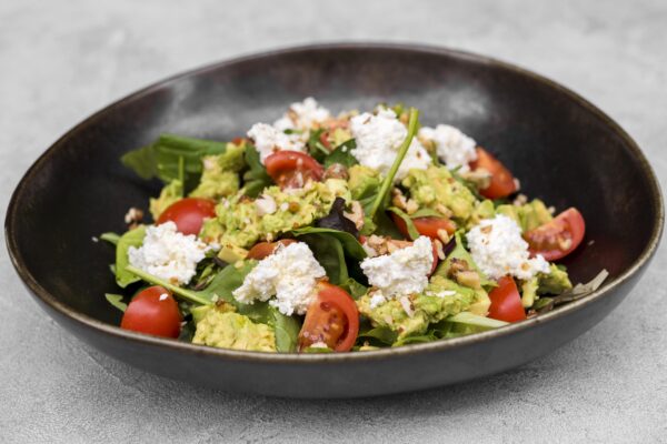 Spring salad with cottage cheese.