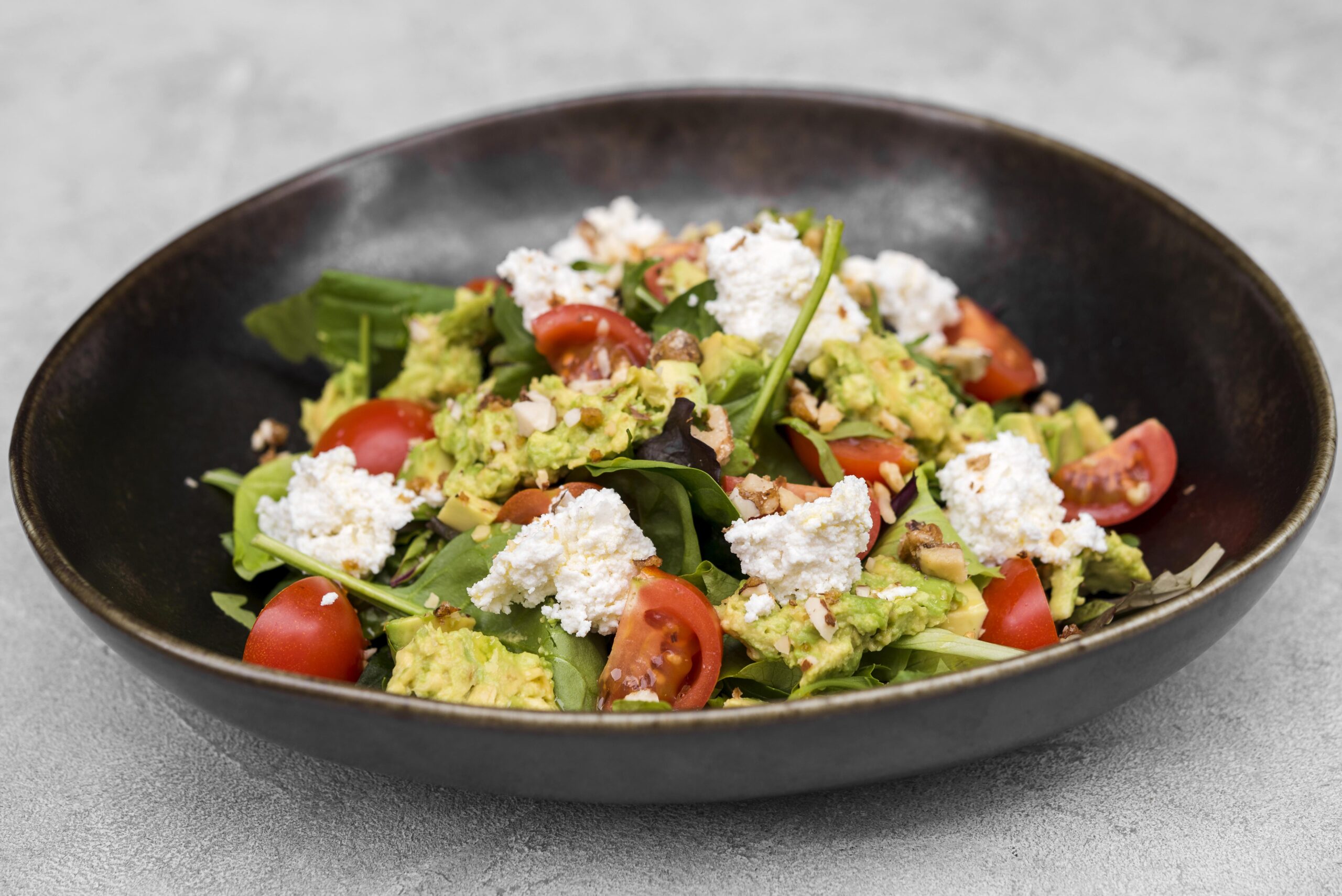 Spring salad with cottage cheese.