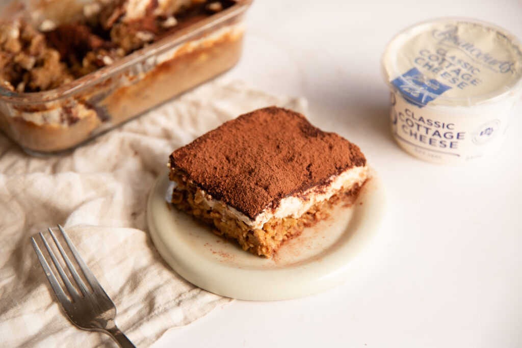 Delicious Tiramisu Baked Oats with Classic Cottage cheese.