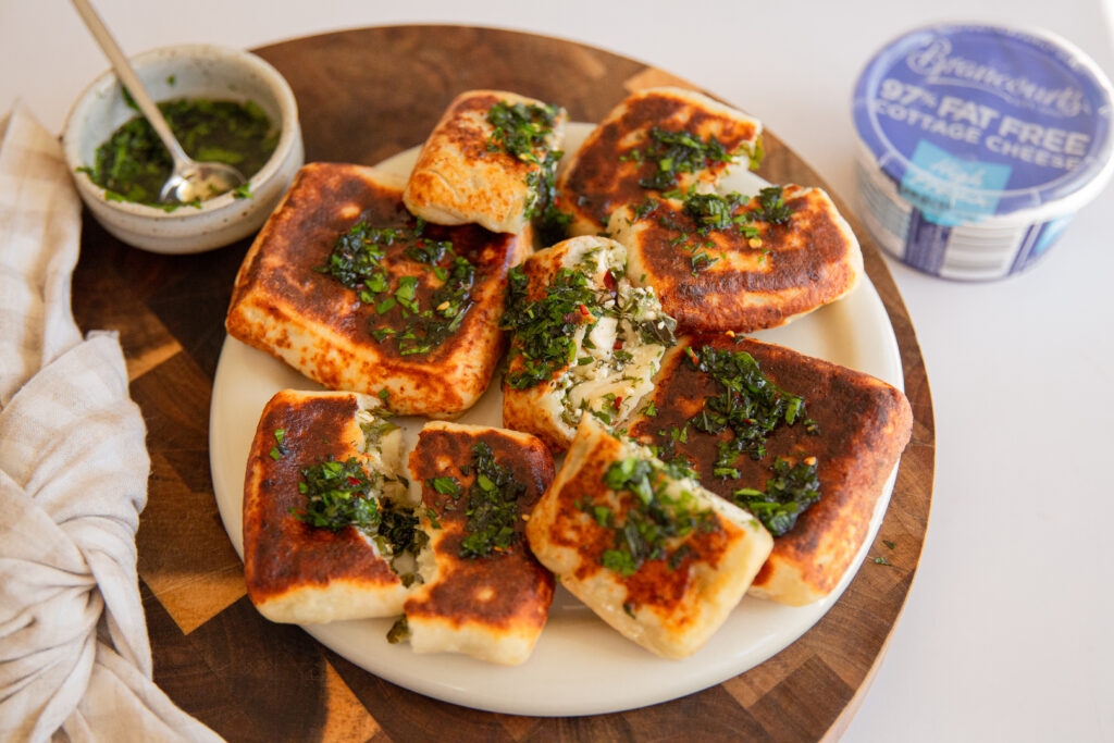 Delicious Cottage Cheese & Herb Flatbread.