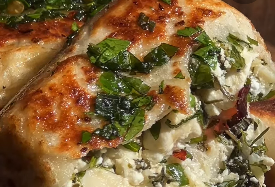 Cottage Cheese & Herb Flatbread Crisp on the outside and soft inside.