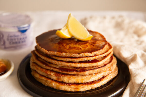Delicious pancake breakfast recipe with cottage cheese.