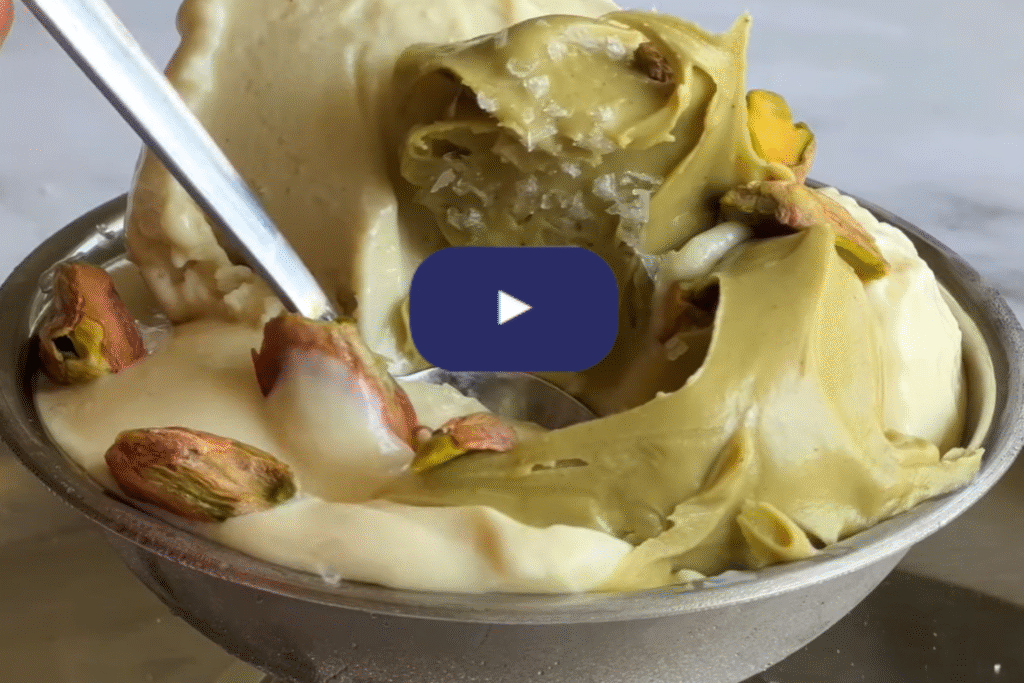 Yummy Pistachio Ice Cream made with famous Brancourts cheese.