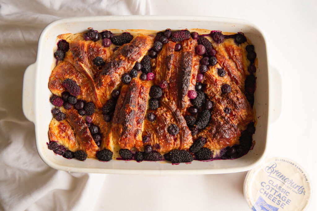 Berry Croissant Bake, a warm, indulgent breakfast that’s perfect for Christmas morning.