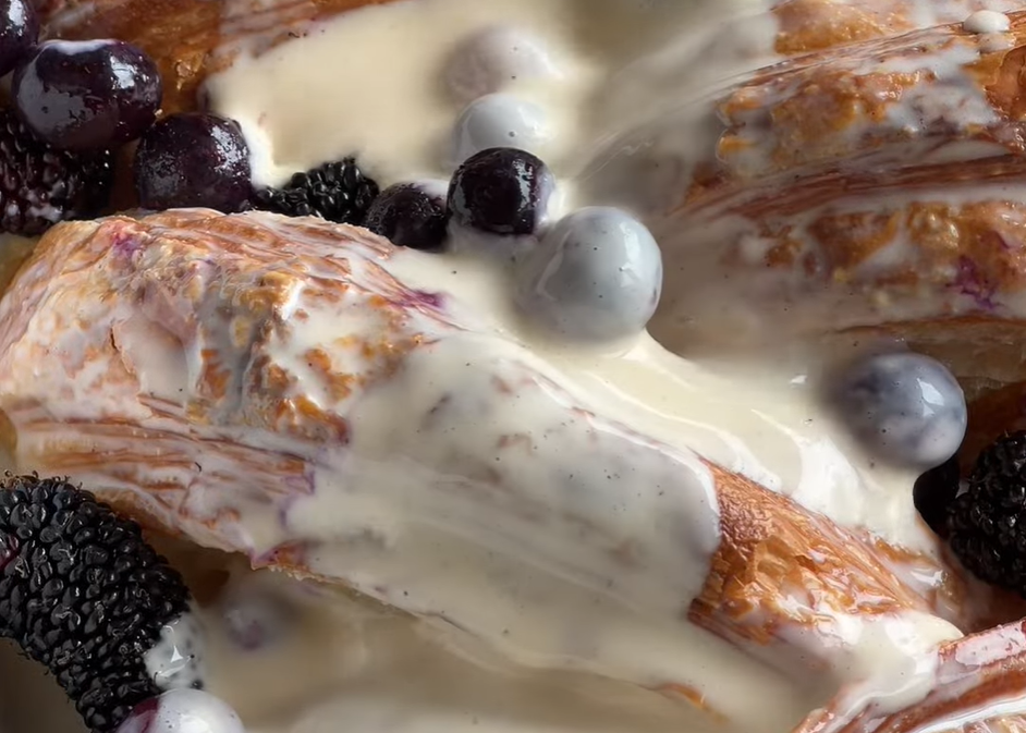 Berry Croissant Bake with Brancourts cheese.