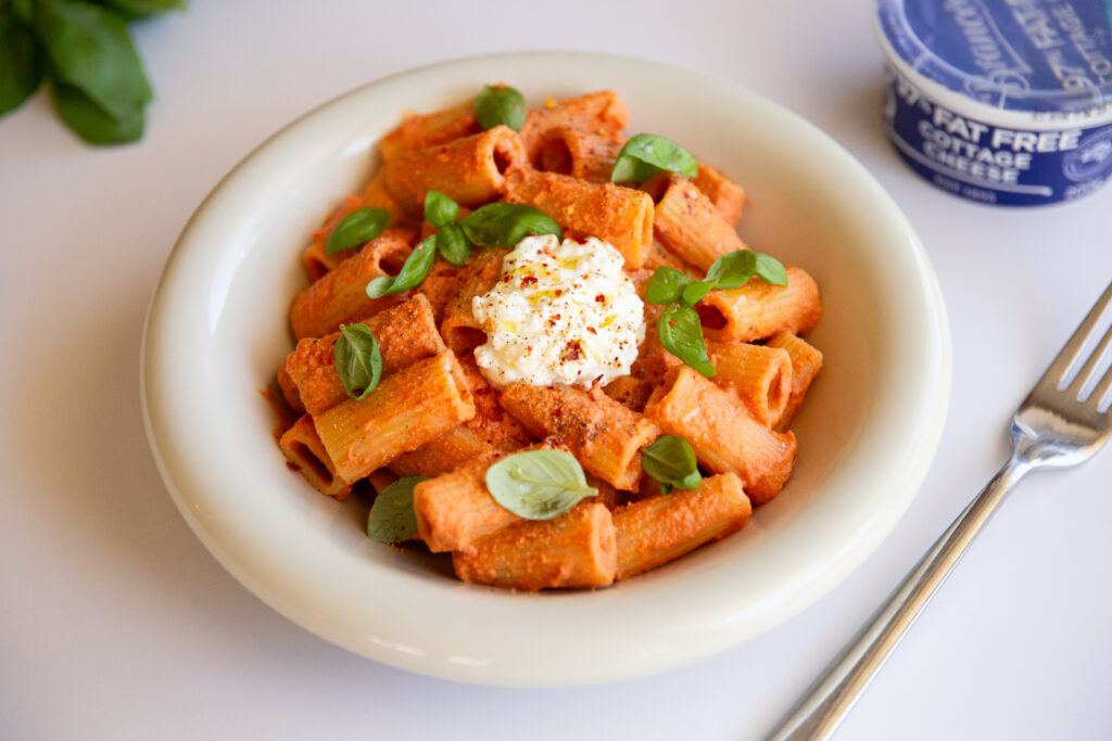 Delicious Vodka Pasta with Brancourts 97% Fat Free Cottage Cheese.