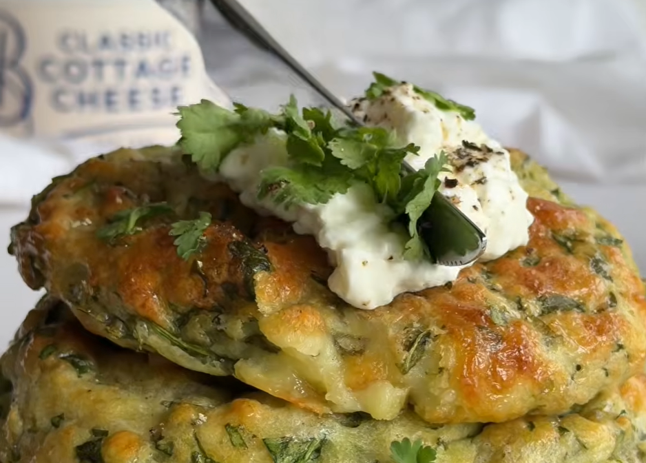 Delicious Spinach Flagels with Cottage Cheese.