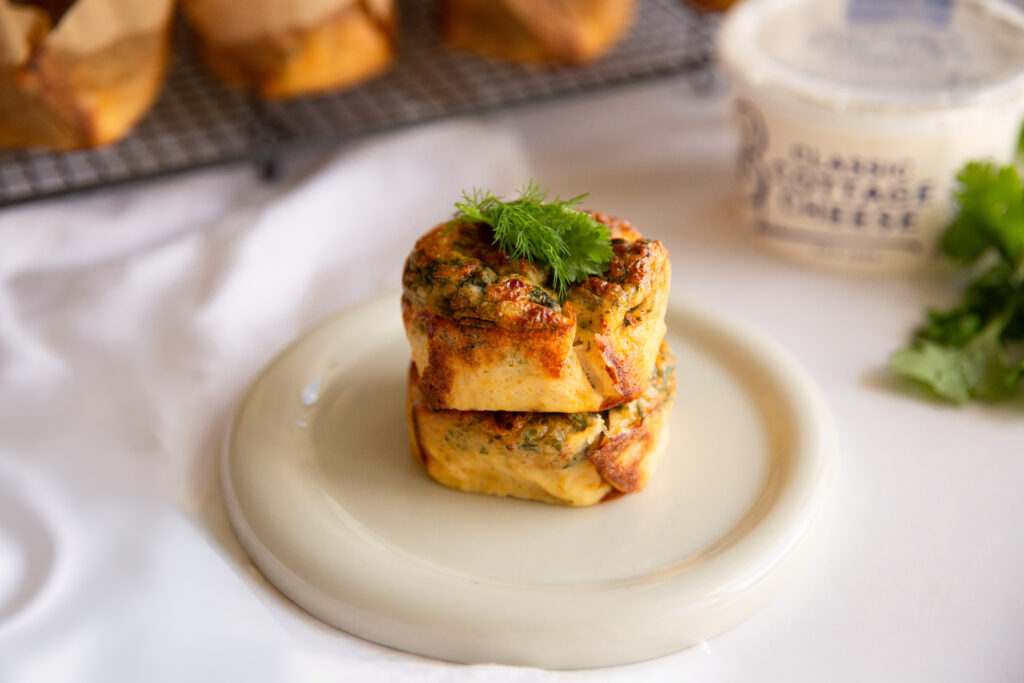 Cottage Cheese Egg Muffins highlight Brancourts Classic Cottage Cheese in the table.
