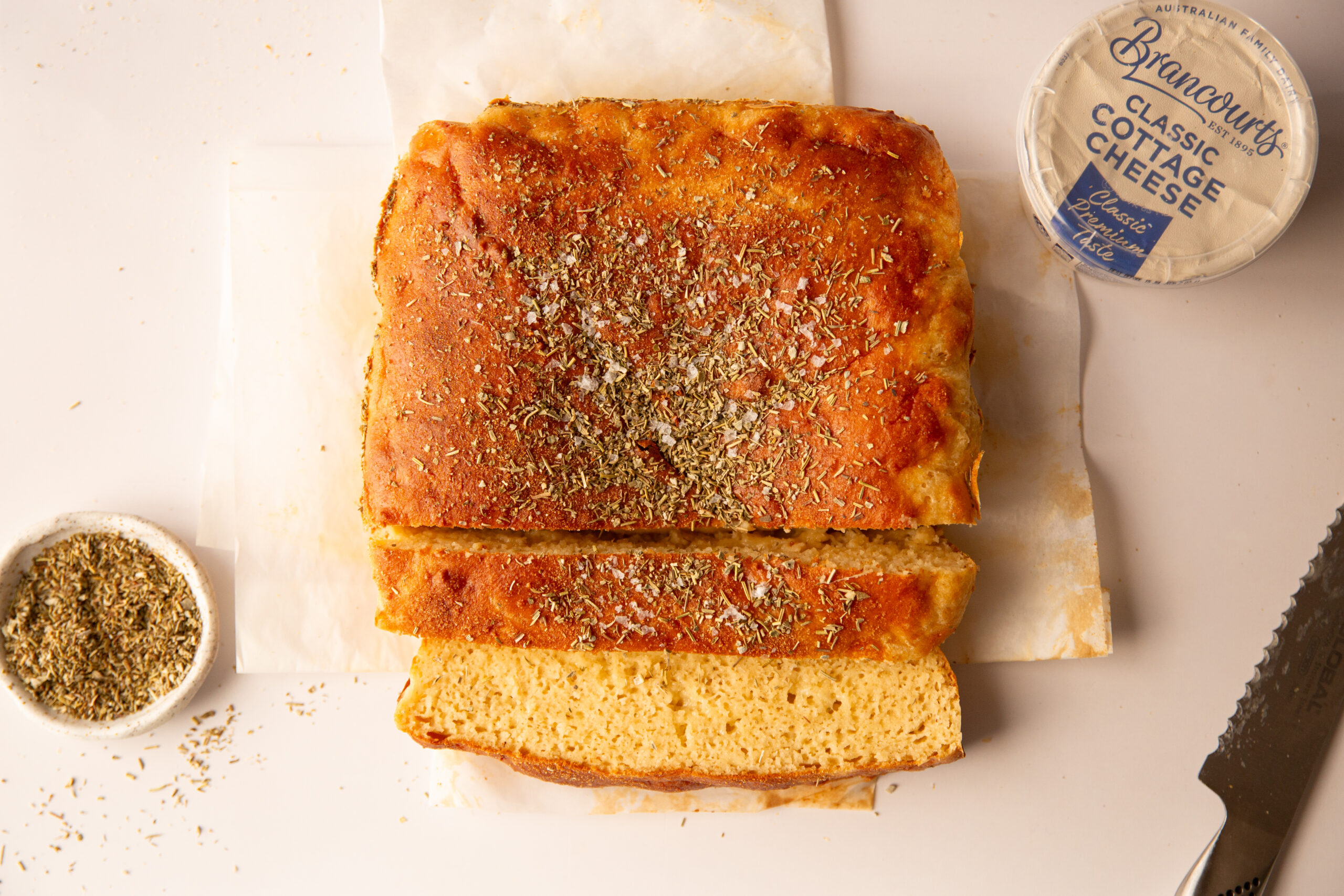 Garlic & Herb Cottage Cheese Bread made with just a handful of everyday ingredients.