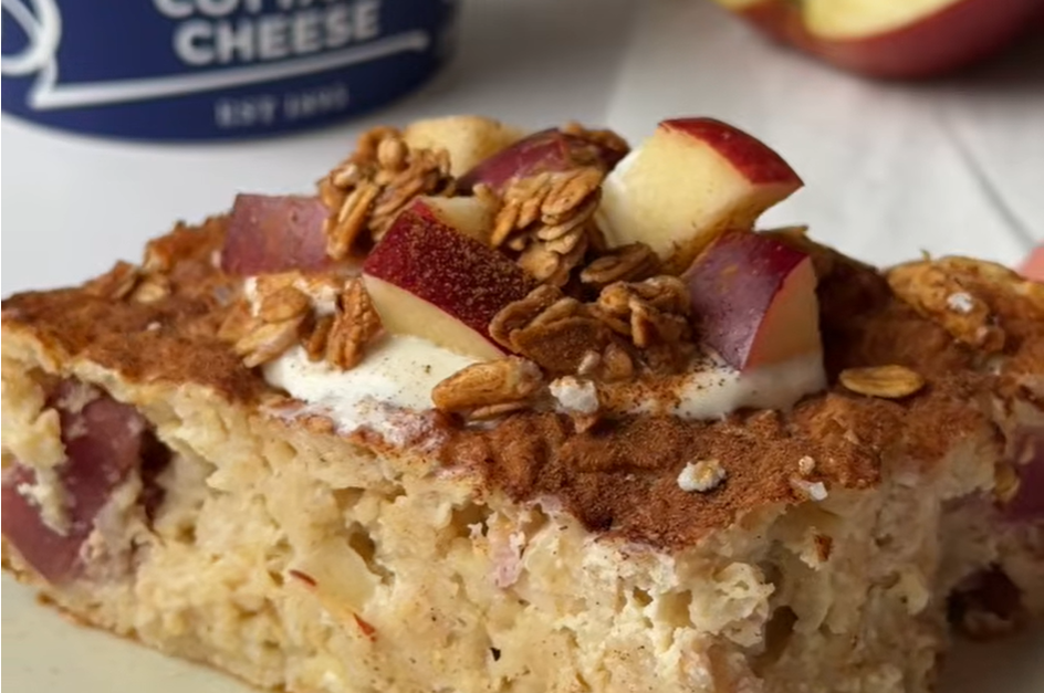 Cinnamon & Apple Oatmeal Bake made with Brancourts Cottage Cheese.